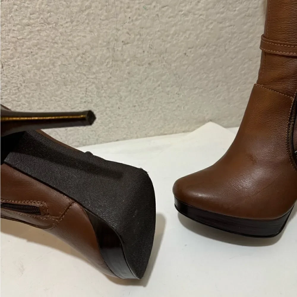 Seducta platform leather heeled  boots size 24 ,5/ 8,5 US